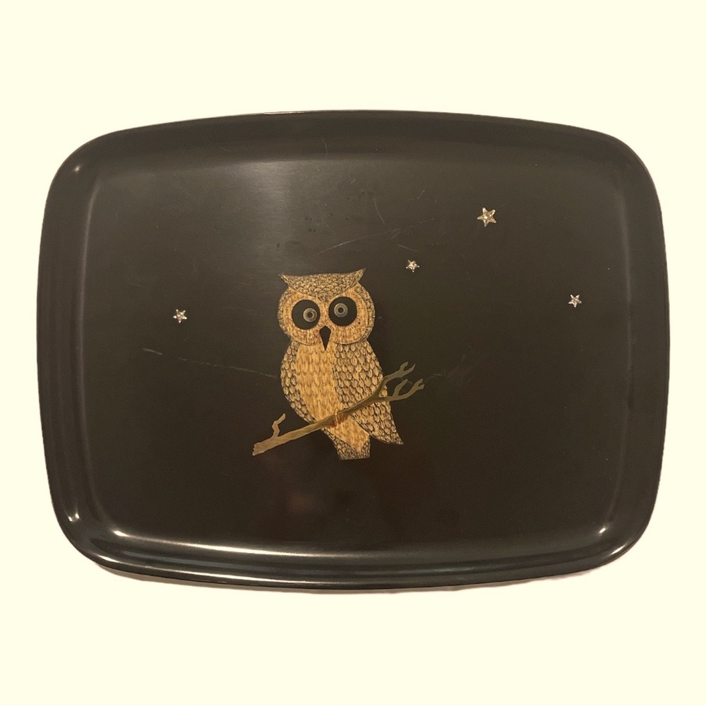 Vintage Couroc Owl Serving Tray